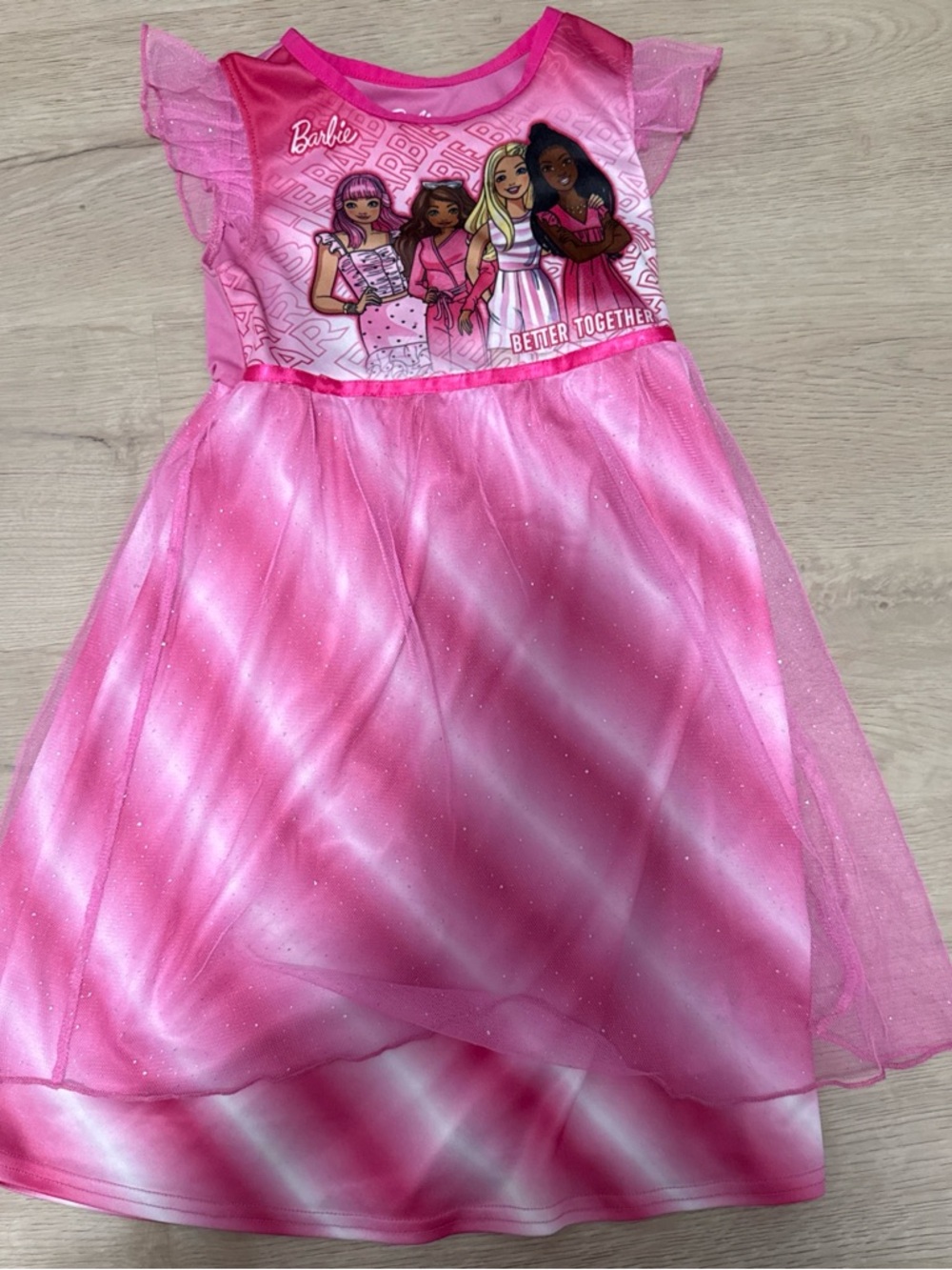 Barbie Pink Ombre Nightgown with Character Print